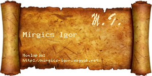 Mirgics Igor névjegykártya